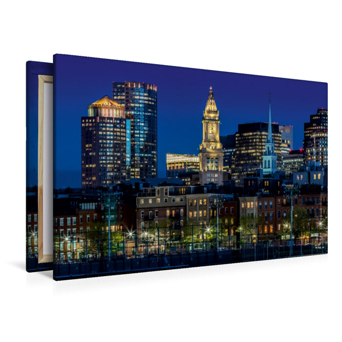 Premium Textil-Leinwand Premium Textil-Leinwand 120 cm x 80 cm quer Boston zur blauen Stunde