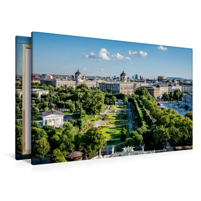 Premium Textil-Leinwand Premium Textil-Leinwand 120 cm x 80 cm quer Blick auf den Volksgarten und das Naturhistorische Museum