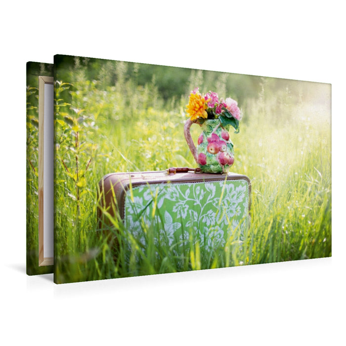 Premium Textil-Leinwand Premium Textil-Leinwand 120 cm x 80 cm quer Ein Bild aus dem Kalender Cottage Summer. Farben der Landschaft