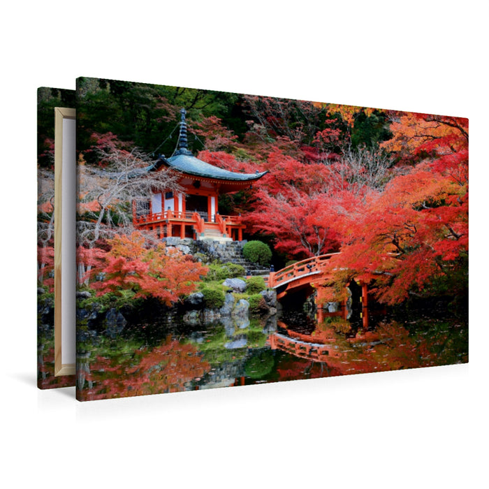 Premium Textil-Leinwand Premium Textil-Leinwand 120 cm x 80 cm quer Roter Pavillion im Herbst in Kyoto