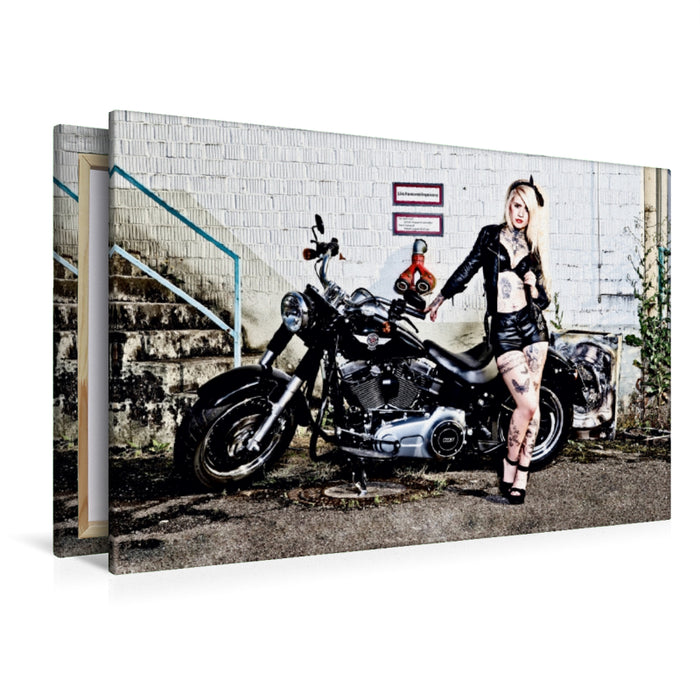 Toile textile haut de gamme Toile textile haut de gamme 120 cm x 80 cm paysage Harley-Davidson FLSTFB Fat Boy Special 2014 