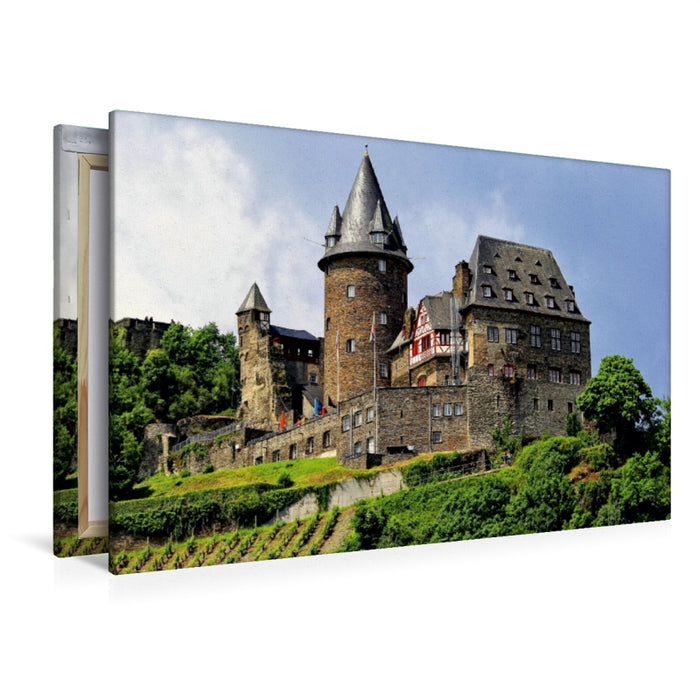 Premium Textil-Leinwand Premium Textil-Leinwand 120 cm x 80 cm quer Die Burg Stahleck in Bacharach am Mittelrhein