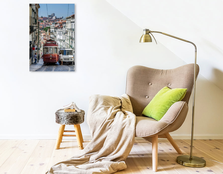 Premium Textil-Leinwand Premium Textil-Leinwand 50 cm x 75 cm hoch Straßenbahn im Stau