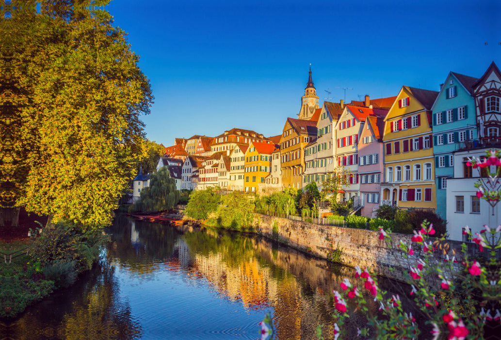 Toile textile haut de gamme Toile textile haut de gamme 120 cm x 80 cm paysage Tübingen - Vieille ville sur le Neckar 