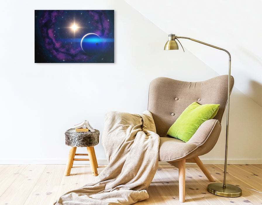 Premium textile canvas Premium textile canvas 75 cm x 50 cm landscape ring galaxy 