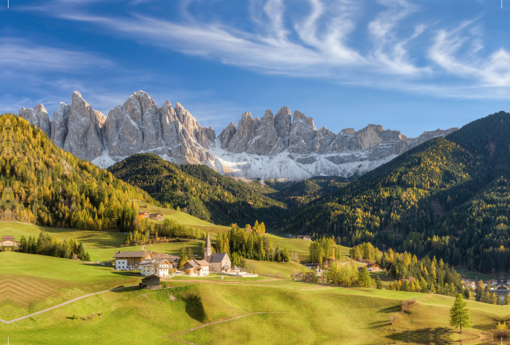 Premium textile canvas Premium textile canvas 120 cm x 80 cm across St. Magdalena in the Funes Valley in South Tyrol 