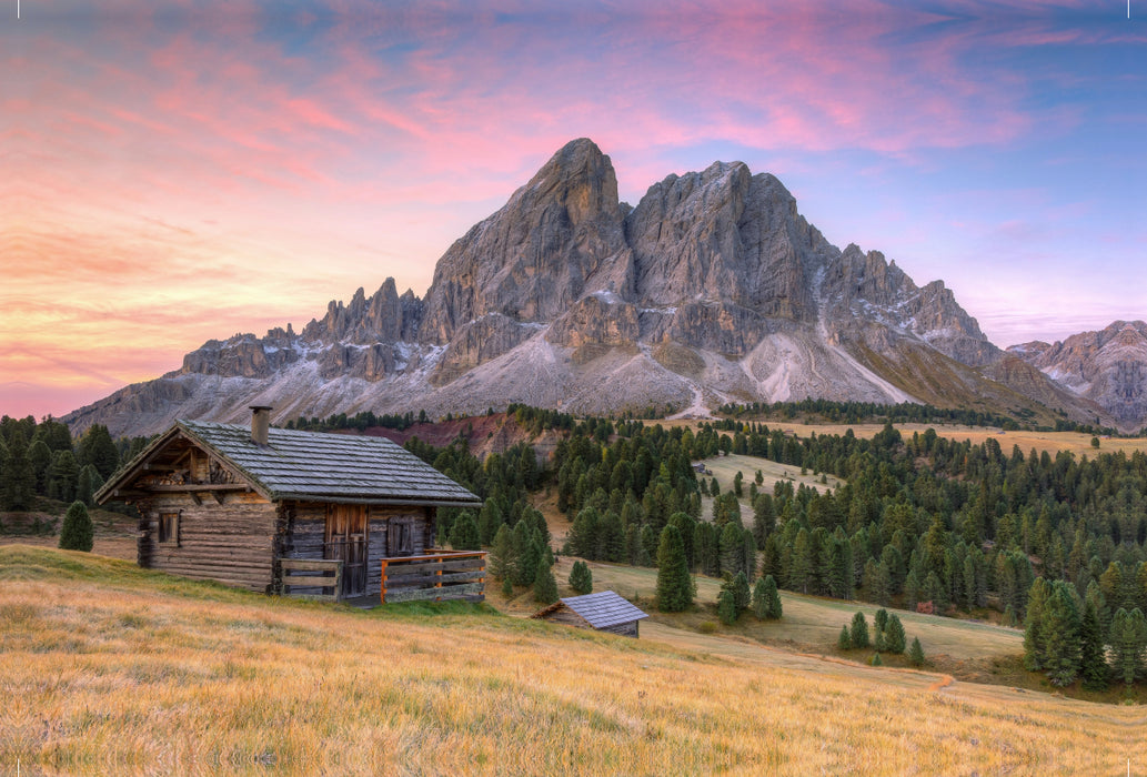 Premium textile canvas Premium textile canvas 120 cm x 80 cm across Peitlerkofel on the Würzjoch in South Tyrol 