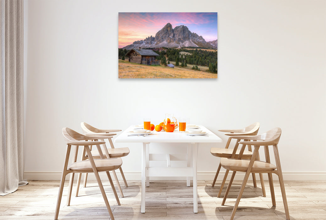 Premium textile canvas Premium textile canvas 120 cm x 80 cm across Peitlerkofel on the Würzjoch in South Tyrol 