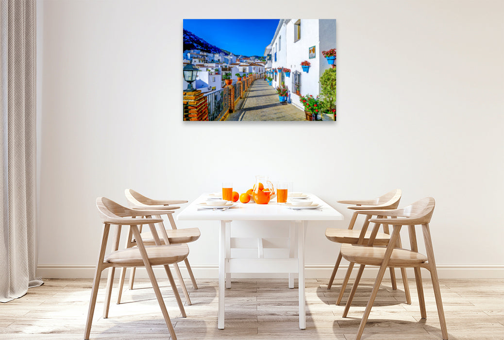 Premium textile canvas Premium textile canvas 120 cm x 80 cm landscape The white villages of Andalusia. 