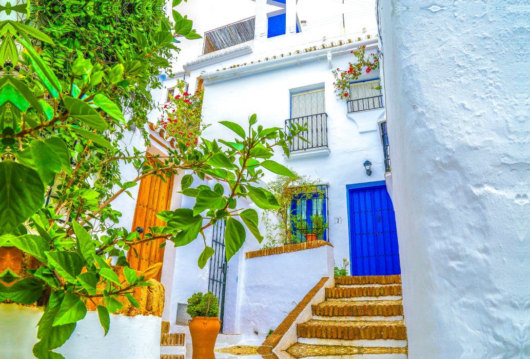 Premium textile canvas Premium textile canvas 120 cm x 80 cm landscape The white villages of Andalusia. 