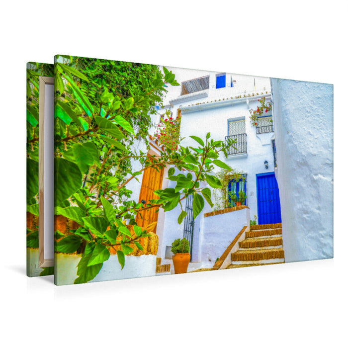 Premium textile canvas Premium textile canvas 120 cm x 80 cm landscape The white villages of Andalusia. 