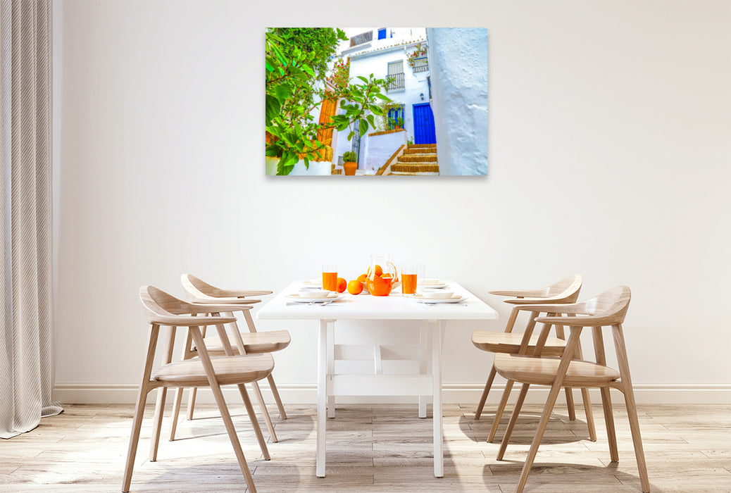 Premium textile canvas Premium textile canvas 120 cm x 80 cm landscape The white villages of Andalusia. 