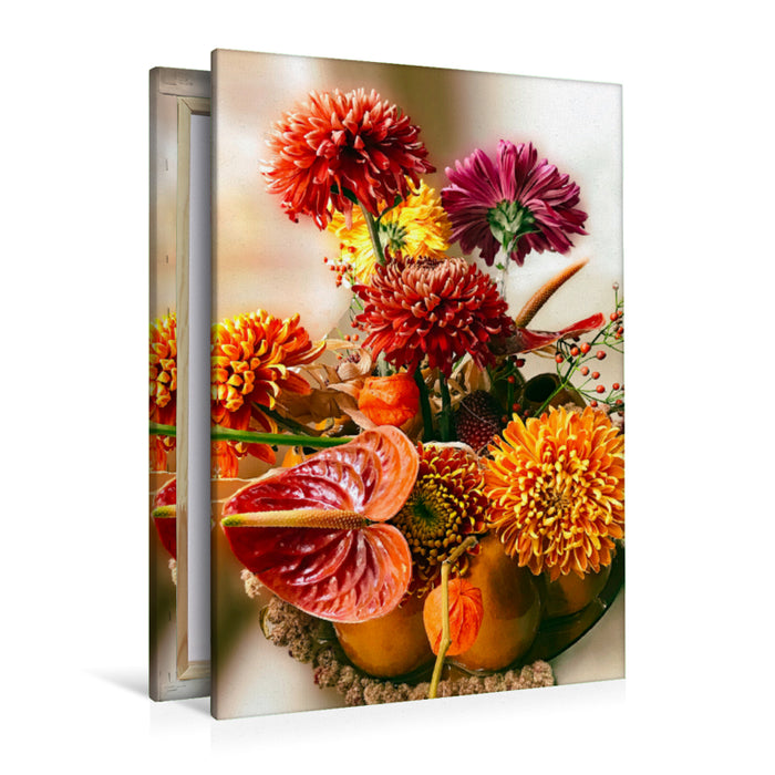 Premium textile canvas Premium textile canvas 80 cm x 120 cm high bouquet chrysanthemums 