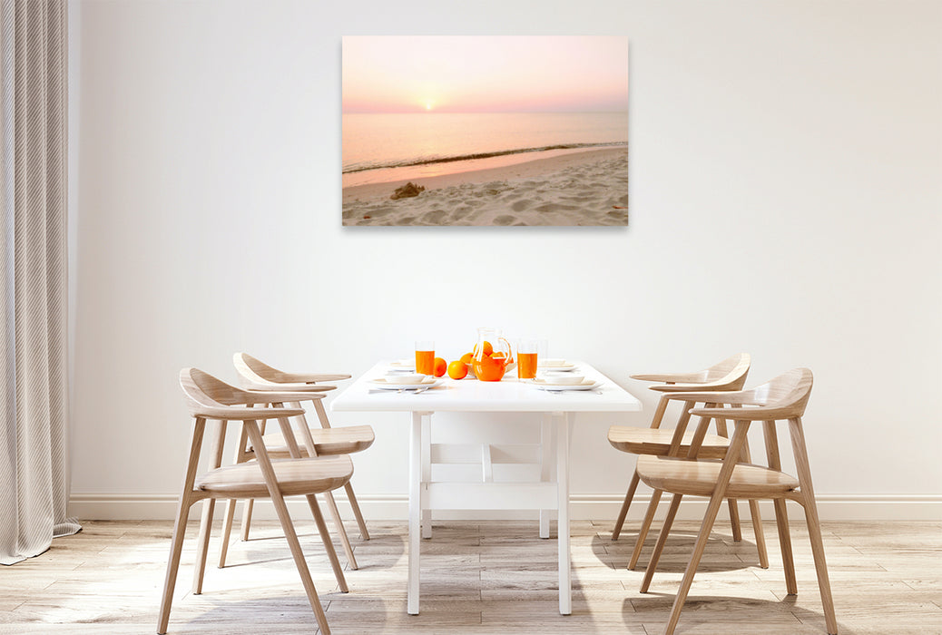 Premium textile canvas Premium textile canvas 120 cm x 80 cm across The Baltic Sea is known for its romantic golden and orange sunsets 