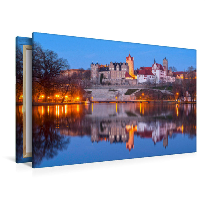 Premium textile canvas Premium textile canvas 120 cm x 80 cm landscape Bernburg Castle on the Saale 