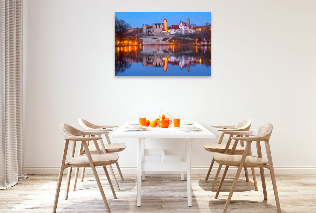 Premium textile canvas Premium textile canvas 120 cm x 80 cm landscape Bernburg Castle on the Saale 