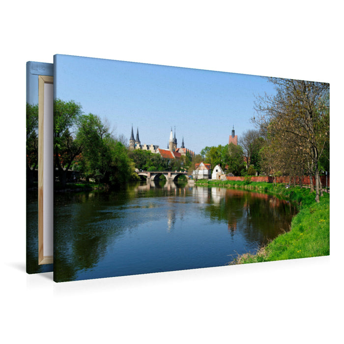 Premium textile canvas Premium textile canvas 120 cm x 80 cm across the cathedral district and castle above the Saale, Merseburg 