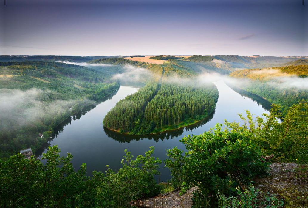 Premium textile canvas Premium textile canvas 120 cm x 80 cm across Saaleschleife, Hohenwarte reservoir 