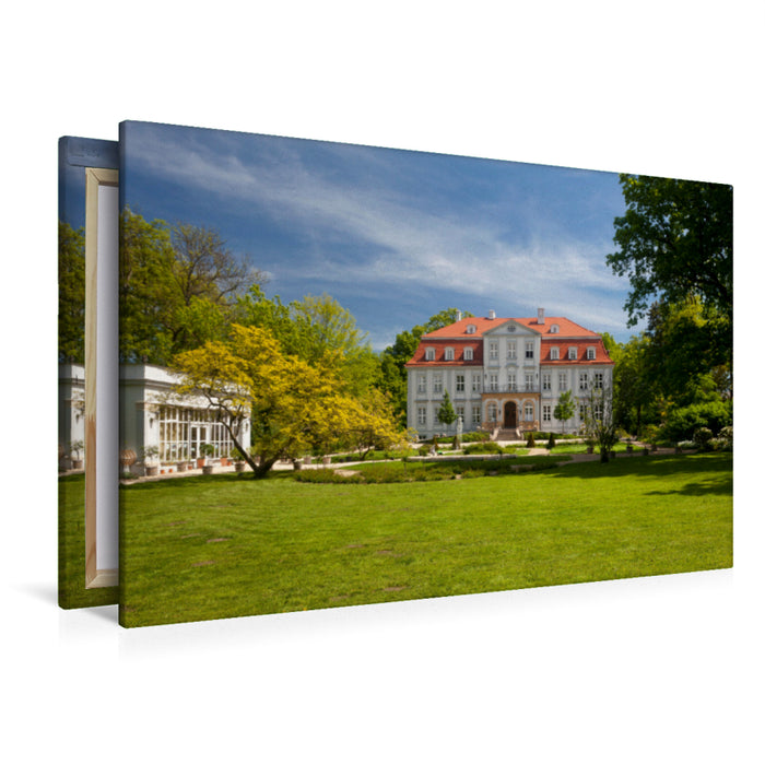 Premium textile canvas Premium textile canvas 120 cm x 80 cm landscape Güldengossa Castle and Park near Leipzig 