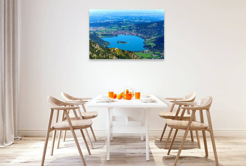 Premium Textil-Leinwand Premium Textil-Leinwand 120 cm x 80 cm quer Schliersee, Ausblick von Brecherspitz, Mangfallgebirge