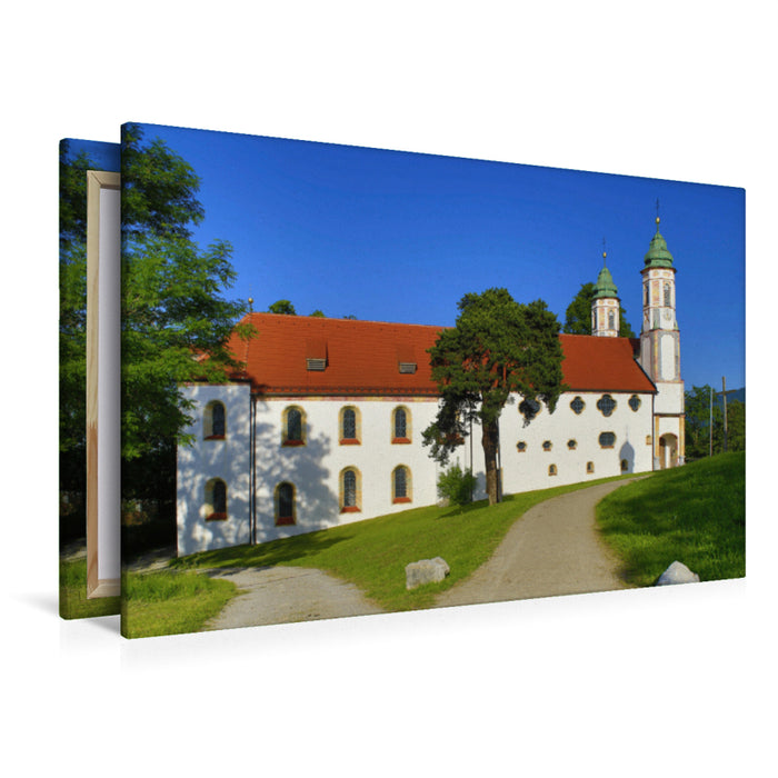 Premium Textil-Leinwand Premium Textil-Leinwand 120 cm x 80 cm quer Heilig-Kreuz-Kirche auf dem Kalvarienberg