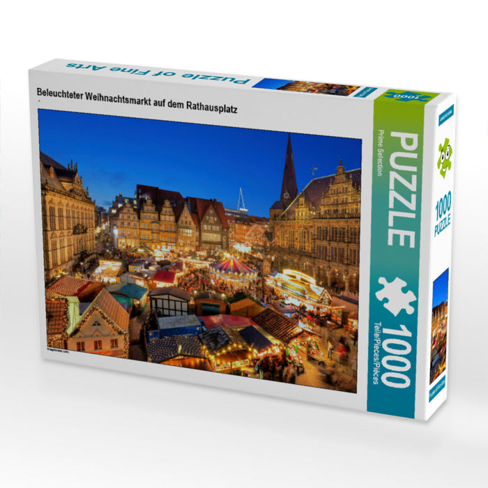 Beleuchteter Weihnachtsmarkt auf dem Rathausplatz - CALVENDO Foto-Puzzle - calvendoverlag 29.99