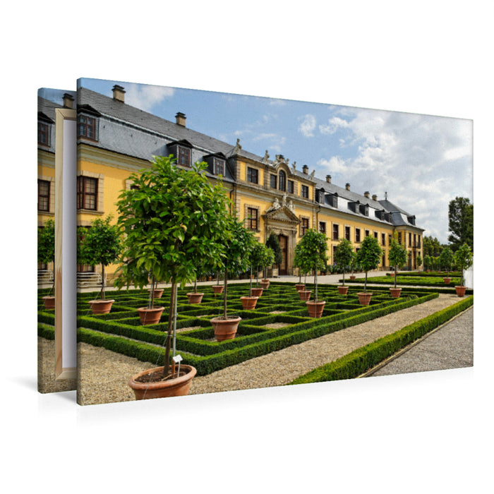 Premium textile canvas Premium textile canvas 120 cm x 80 cm landscape gallery building of the Herrenhausen Gardens 