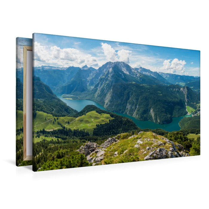 Premium textile canvas Premium textile canvas 120 cm x 80 cm landscape view from Jenner to the Watzmann and Schönau (ru) 