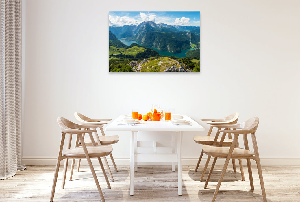 Premium textile canvas Premium textile canvas 120 cm x 80 cm landscape view from Jenner to the Watzmann and Schönau (ru) 