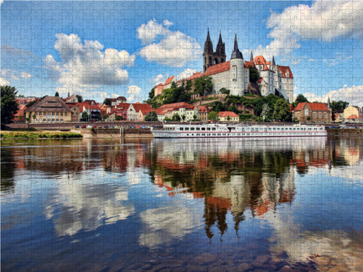 Meißen, Albrechtsburg und Dom spiegelt sich in der Elbe, Sachsen - CALVENDO Foto-Puzzle - calvendoverlag 29.99