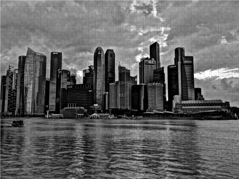 Singapur Skyline in schwarz weiß - CALVENDO Foto-Puzzle - calvendoverlag 39.99