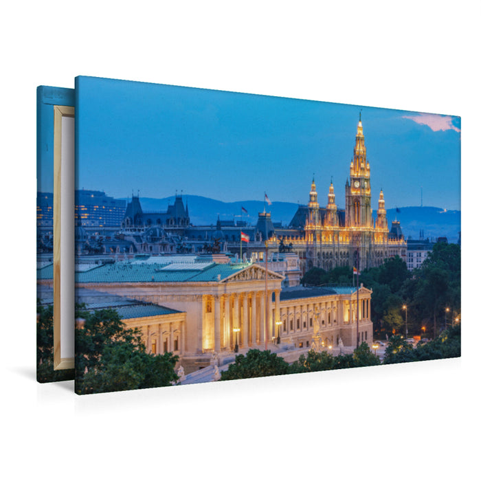 Premium Textil-Leinwand Premium Textil-Leinwand 120 cm x 80 cm quer Parlament und Rathaus