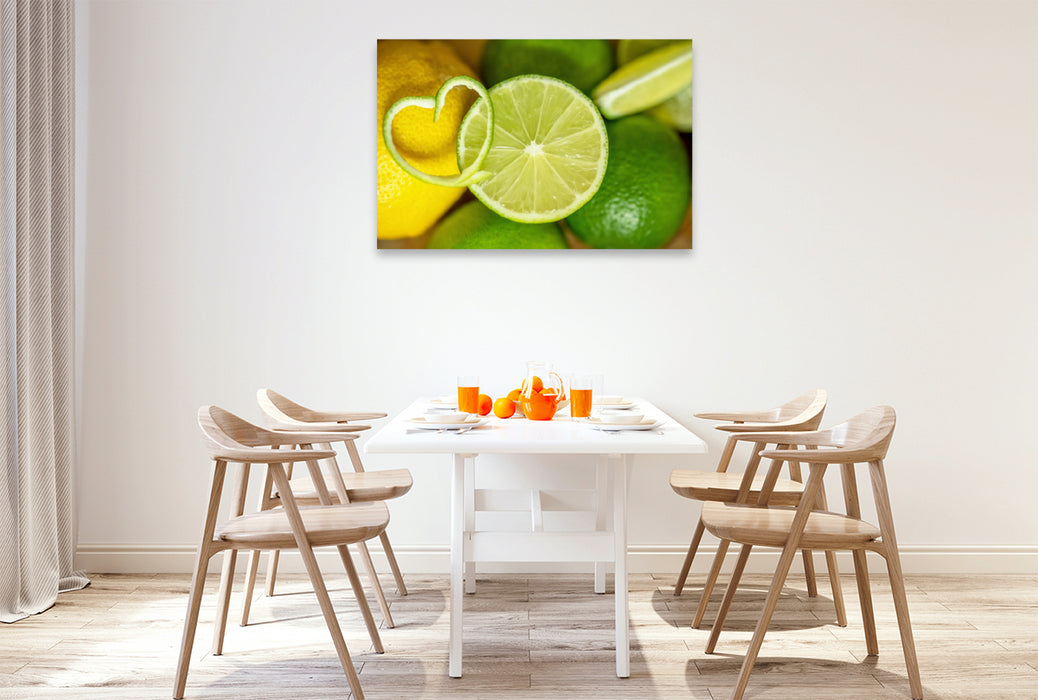 Premium Textil-Leinwand Premium Textil-Leinwand 120 cm x 80 cm quer Lemons