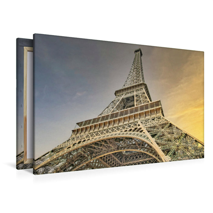 Premium Textil-Leinwand Premium Textil-Leinwand 120 cm x 80 cm quer Paris - Eiffelturm - Ikone der Architektur