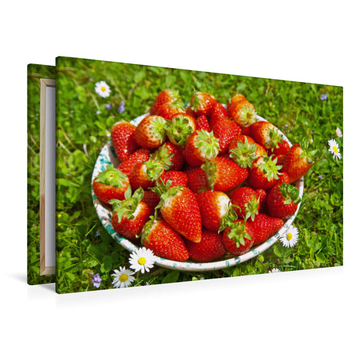 Premium Textil-Leinwand Premium Textil-Leinwand 120 cm x 80 cm quer Erdbeeren