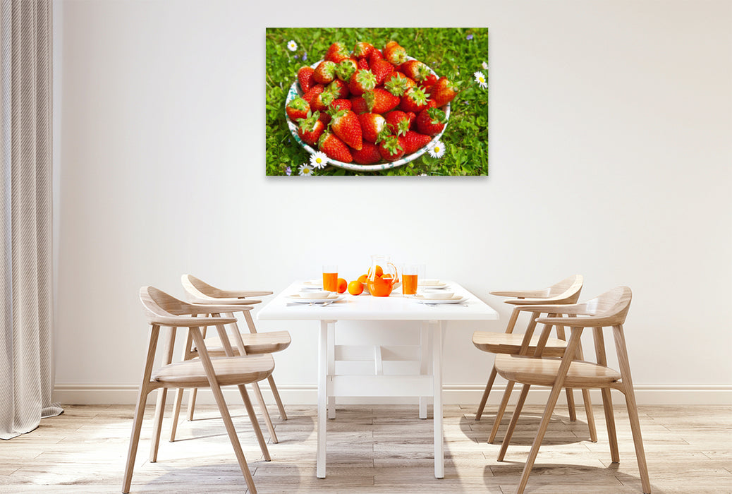 Premium textile canvas Premium textile canvas 120 cm x 80 cm across strawberries 