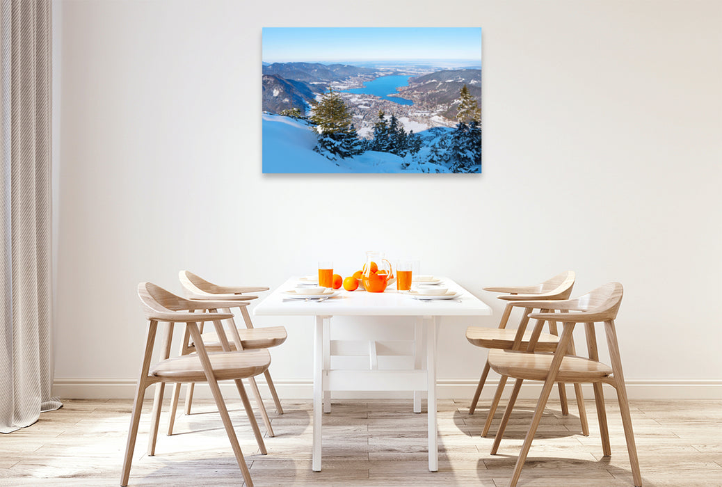 Premium textile canvas Premium textile canvas 120 cm x 80 cm across View from the Wallberg summit to Lake Tegernsee 