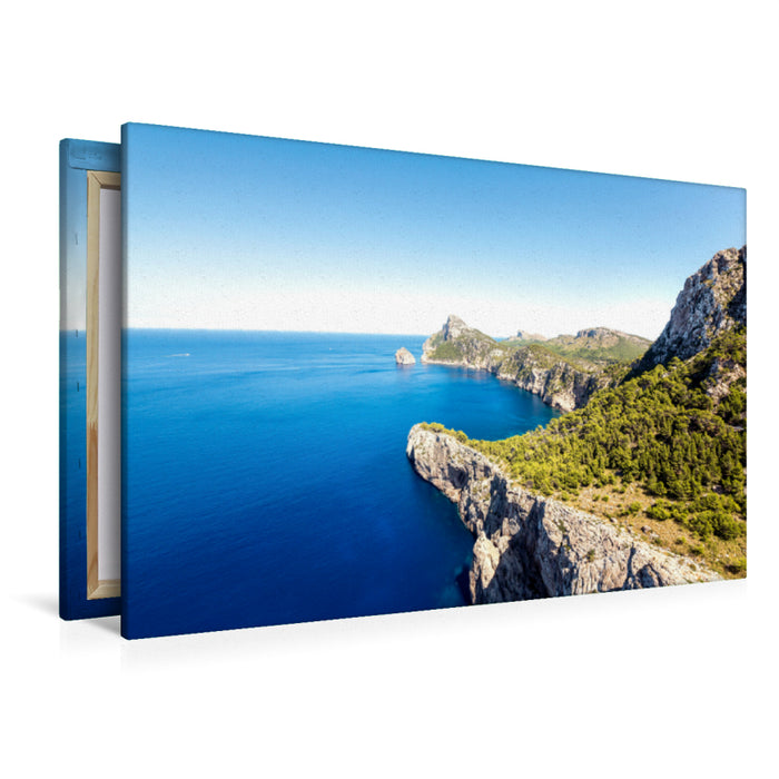 Premium Textil-Leinwand Premium Textil-Leinwand 120 cm x 80 cm quer Formentor Blick vom Aussichtspunkt