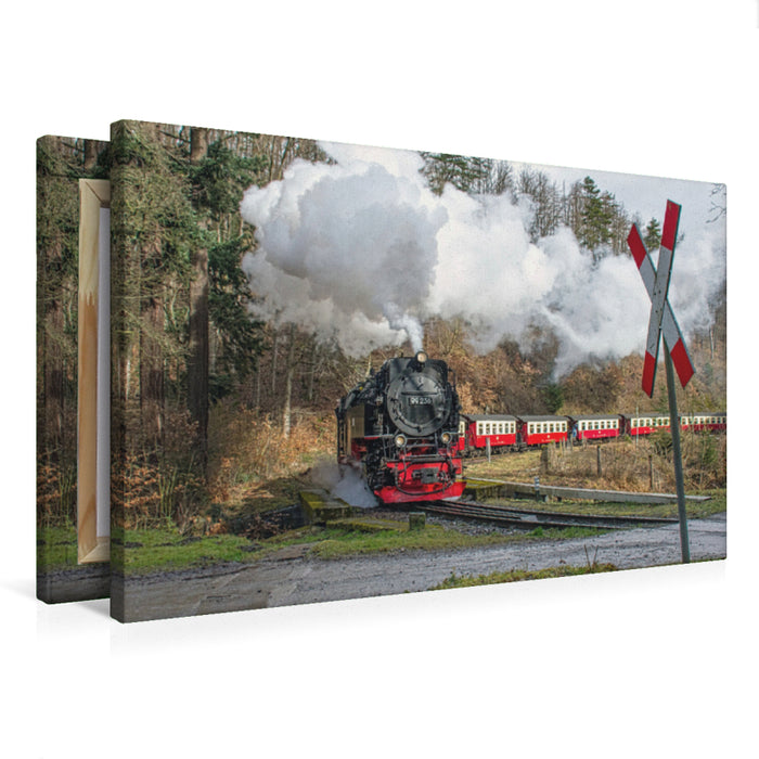 Premium Textil-Leinwand Premium Textil-Leinwand 75 cm x 50 cm quer Dampfzug der Brockenbahn