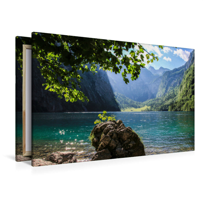 Premium Textil-Leinwand Premium Textil-Leinwand 120 cm x 80 cm quer Blick über den Obersee