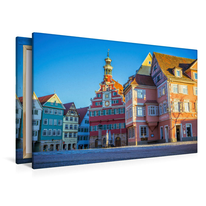 Premium Textil-Leinwand Premium Textil-Leinwand 120 cm x 80 cm quer Rathausplatz Esslingen am Neckar