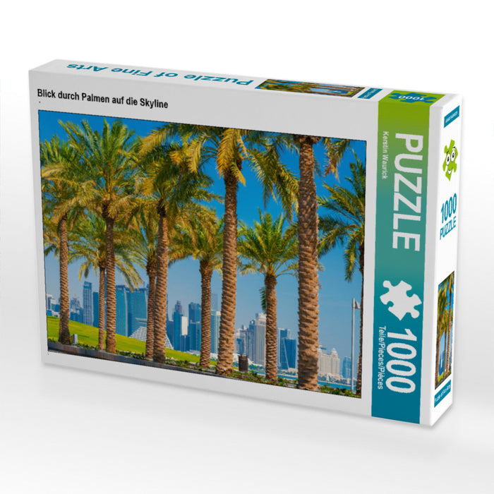 Blick durch Palmen auf die Skyline - CALVENDO Foto-Puzzle - calvendoverlag 29.99