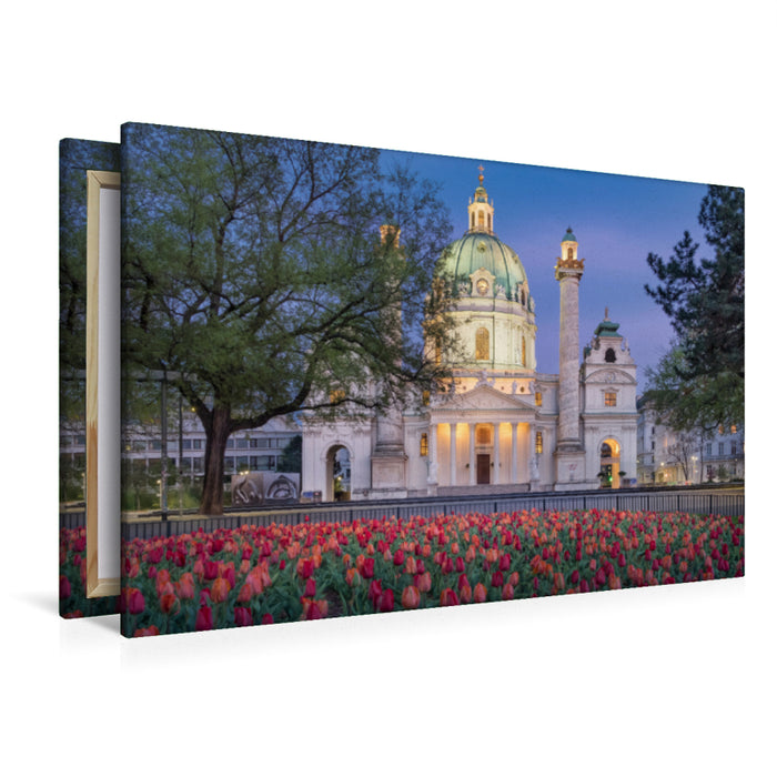 Premium Textil-Leinwand Premium Textil-Leinwand 120 cm x 80 cm quer Karlskirche