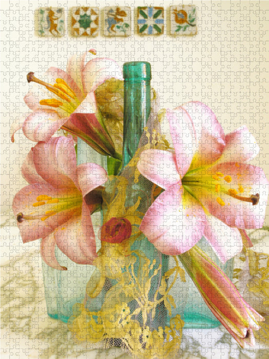 Lilien-Stillleben auf einem Marmortisch - CALVENDO Foto-Puzzle - calvendoverlag 29.99