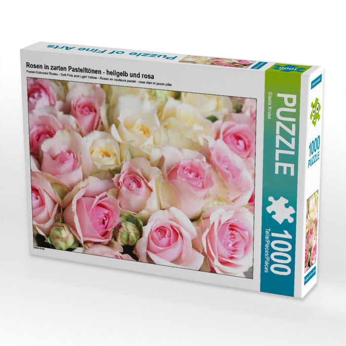 Rosen in zarten Pastelltönen - hellgelb und rosa - CALVENDO Foto-Puzzle - calvendoverlag 29.99