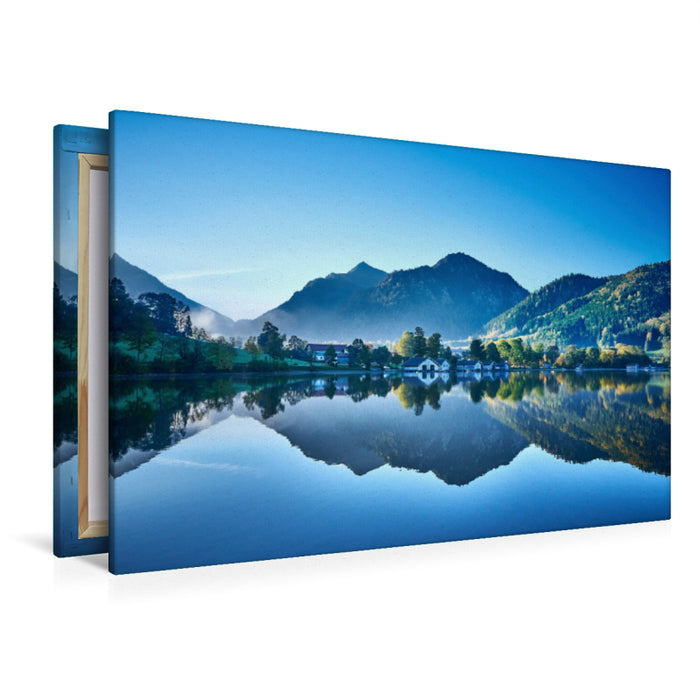 Premium textile canvas Premium textile canvas 120 cm x 80 cm landscape Early in the morning at Schliersee 