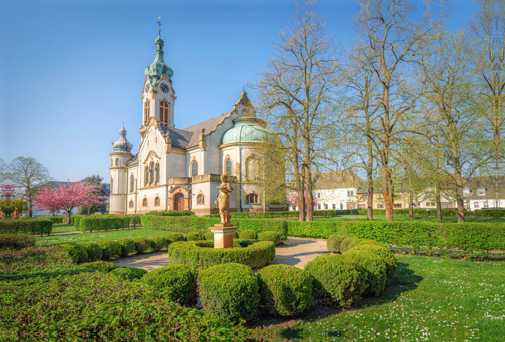 Premium textile canvas Premium textile canvas 120 cm x 80 cm landscape The Protestant Church Hockenheim. 