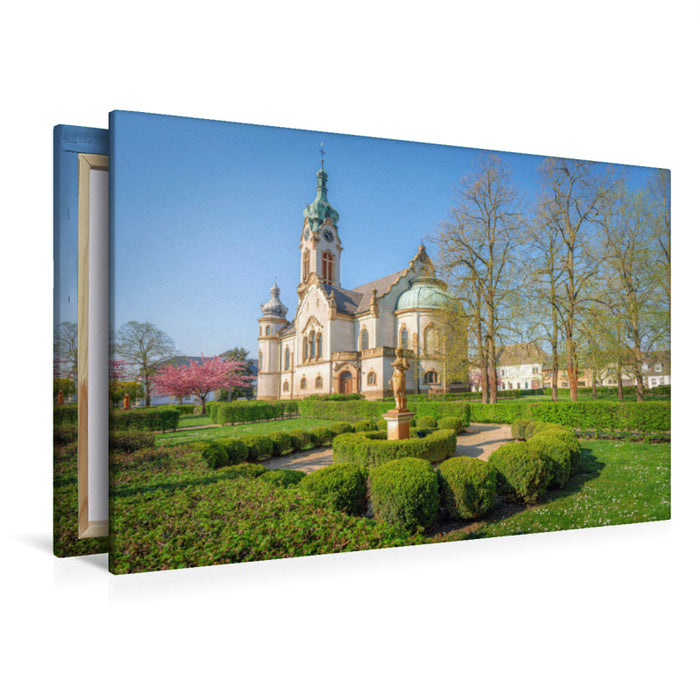 Premium Textil-Leinwand Premium Textil-Leinwand 120 cm x 80 cm quer Die evangelische Kirche Hockenheim.