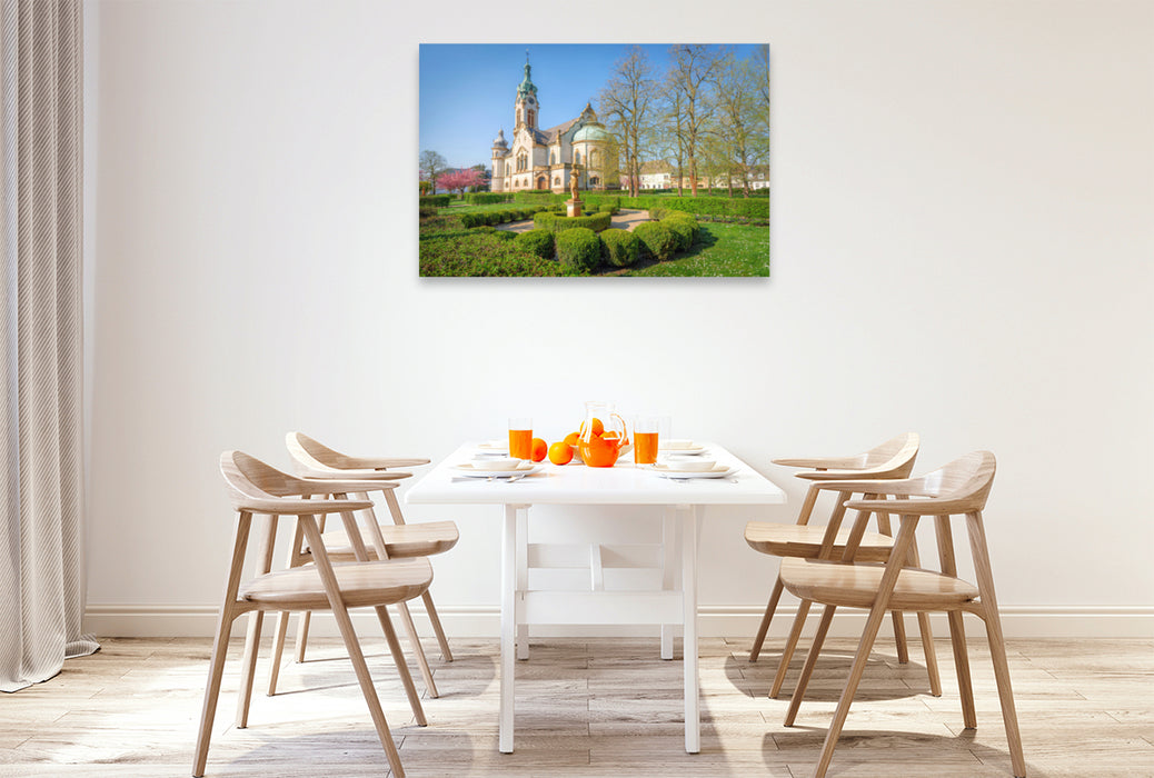 Premium textile canvas Premium textile canvas 120 cm x 80 cm landscape The Protestant Church Hockenheim. 