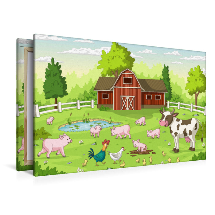 Premium textile canvas Premium textile canvas 120 cm x 80 cm landscape On the farm 